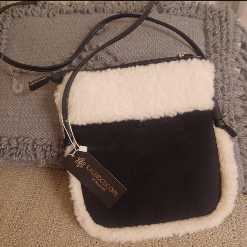NEW Kaleidoscope Suede Faux Fur Trimmed Crossbody Purse